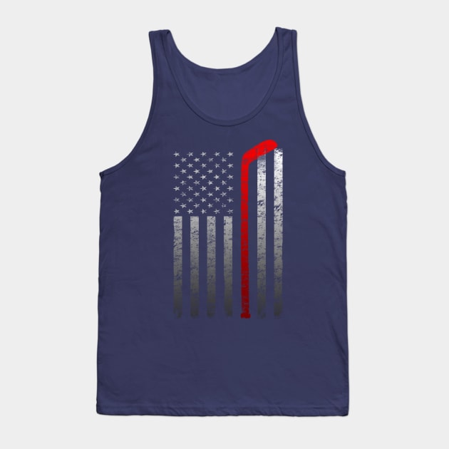 Hockey Stick American Flag Vintage Player T-shirt Tank Top by TeeCreations